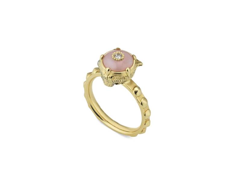 YELLOW GOLD RING WITH PINK OPAL AND DIAMONDS  LE MARCHE' DES MERVEILLES GUCCI YBC502868002014